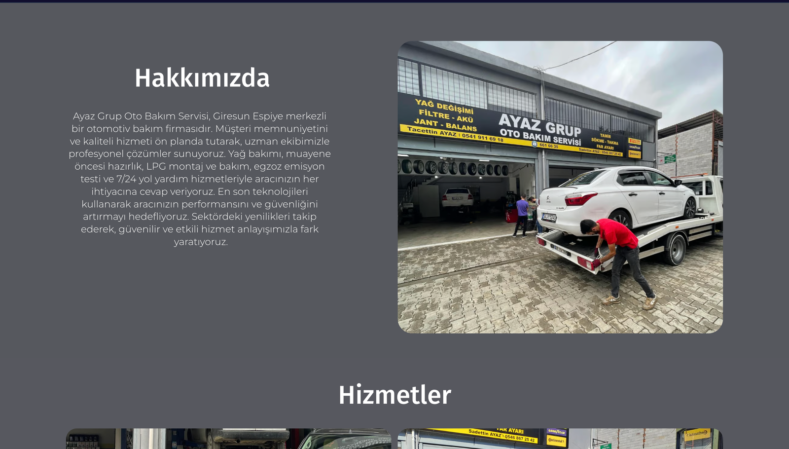 Ayaz Grup Road Assistance Interface